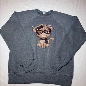 Bella + Canvas Girls Gray Sweatshirt Youth Size Med 10-12 - CUTE DESIGN!